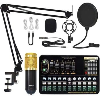Podcast Ekipmanları Paketi Canlı Ses Kartı Varyant Bm800 Mikrofon Komple Set Canlı Yayın Yedek Aksesuarlar