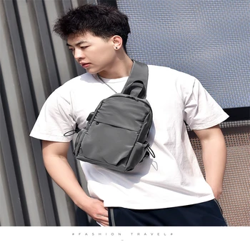 Yeni erkek omuzdan askili çanta Çok Fonksiyonlu telefon cebi Göğüs Çantası USB Şarj Kore Eğlence Spor Crossbody Çanta Açık Çanta