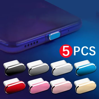 1/5 Adet Metal Tip-C Toz Fişi USB şarj portu Koruyucu anti-toz Fişi Kapağı Kapağı Samsung Huawei Xiaomi Telefon Dustplug Kapaklar