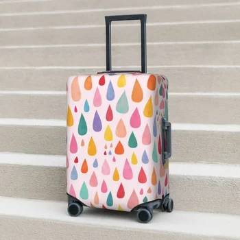 Gökkuşağı Yağmur Damlaları Desen bavul kılıfı Soyut Renkli İş Tatil Elastik Bagaj Aksesuarları Koruyucu