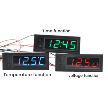 Araba saat evrensel otomotiv dijital saat tarih 3 İn 1 LCD ekran Elektronik sıcaklık Noctilucent Trim