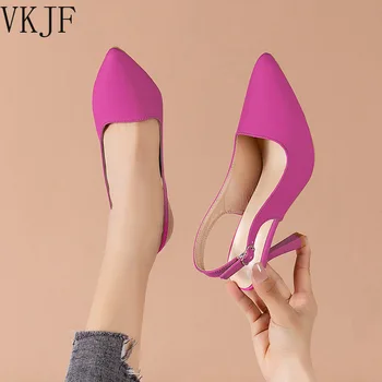 Bayanlar Avrupa Tarzı moda Pompaları 2023 Yaz Yeni Tasarım İnek Deri Sivri Burun Stiletto Yüksek Topuklu Sandalet Zapatos De Mujer