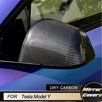 Araba Dikiz Aynası Kapakları Tesla Modeli Y Spor Programı 4-Door 2019-2021 Eklemek Yan Ayna Kapakları Kabuk Kuru Karbon
