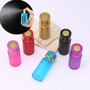 50ml Renkli Parfüm Şişesi Silindirik Cam Şişeler Doldurulabilir uçucu yağ Sprey Şişesi Boş Atomizer Kozmetik Konteyner