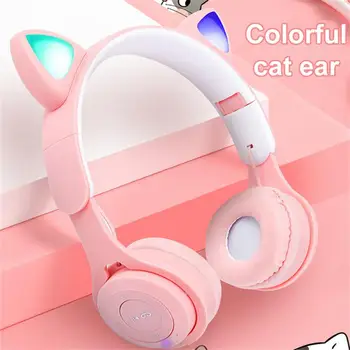 Aydınlık Kulaklıklar Kulaklık Kablosuz Kulaklık Kedi Kulaklar Moda Sevimli Müzik Cep Telefonu Bilgisayar Mikrofon ile