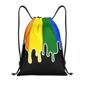 Eşcinsel Gurur Bayrağı Damla büzgülü sırt çantası Kadın Erkek Spor Salonu Sırt Çantası Taşınabilir Gökkuşağı LGBT alışveriş çantası Çuval