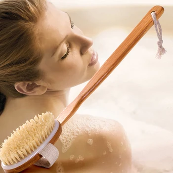 1 adet Geri Vücut Banyo Temizleme Fırçaları Banyo Fırçası Uzun Saplı Fırçalayın Cilt Masajı Peeling Vücut Cilt Islak Kuru Cilt Temizleme