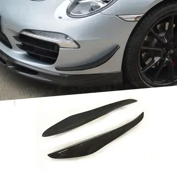 2 ADET Karbon Fiber Ön Tampon Yan Yüzgeçleri Düzeltir Kanallari Winglet Porsche için fit 911 991 GT3 2012-2015 FRP Vücut Kitleri