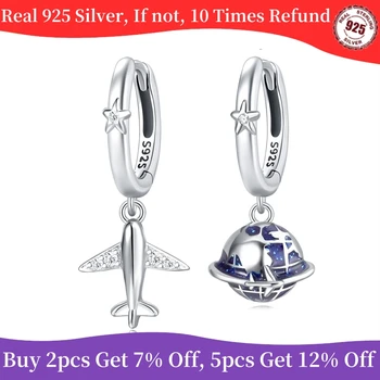 925 Ayar Gümüş Eardrop Kadınlar İçin Köpüklü Uçak dünya çapında seyahat Lüks Güzel Nişan Düğün Küpe
